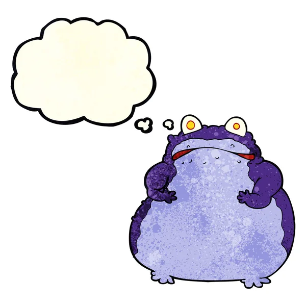 Γελοιογραφία λίπους βάτραχος με σκέψη φούσκα — Διανυσματικό Αρχείο