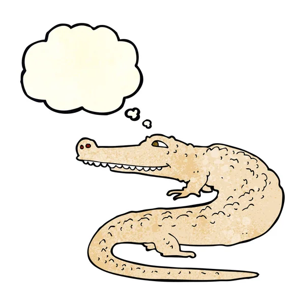Cartoon alligator met gedachte bubble — Stockvector
