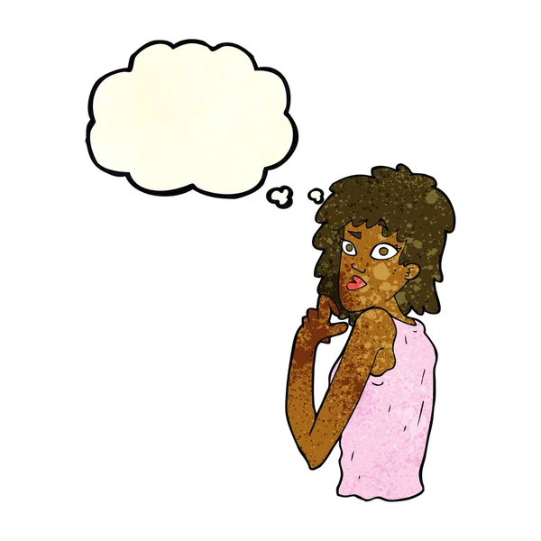 思考バブルを持つ漫画の驚きの女性 — ストックベクタ