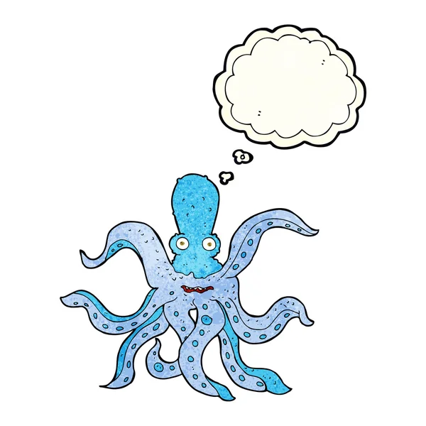 Мультяшный гигантский осьминог с мыслепузырем — стоковый вектор