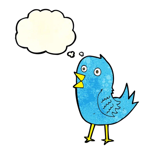 Dessin animé bluebird avec bulle de pensée — Image vectorielle