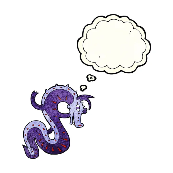 Saxon dragon cartoon with thought bubble — Stock Vector