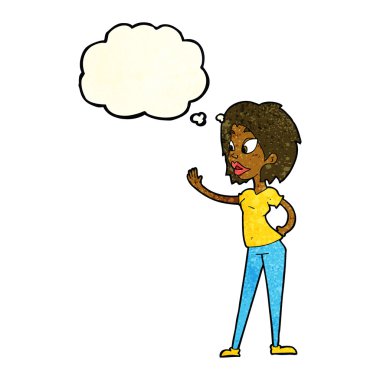 düşünce balonu ile sallayarak çizgi film kadın