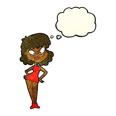 el HIPS düşünce balonu ile kadınla çizgi film