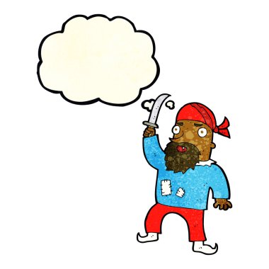 Düşünce baloncuklu çizgi film korsanı