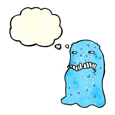 Düşünce baloncuklu iğrenç bir hayalet.