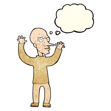 Düşünce baloncuğu olan kötü adam çizgi filmi