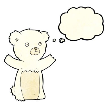 Düşünce baloncuklu şirin kutup ayısı.