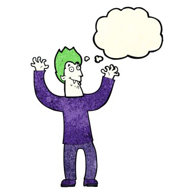 Düşünce baloncuklu cadılar bayramı vampiri çizgi filmi