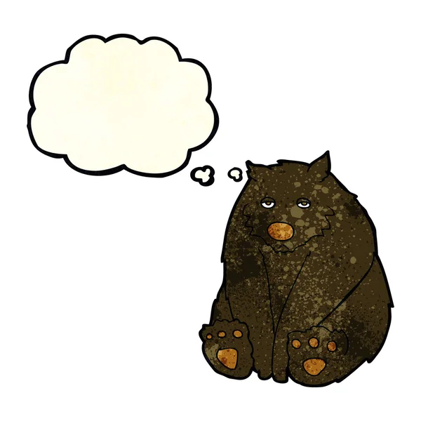 Cartoon unhappy black bear with thought bubble — Stock Vector