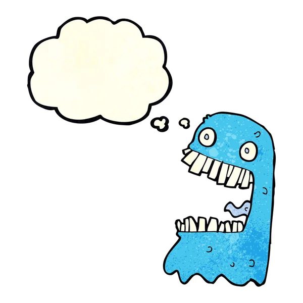 Dibujos animados fantasma burdo con burbuja de pensamiento — Vector de stock