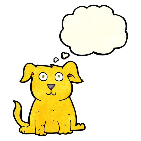 Cartoon glücklicher Hund mit Gedankenblase — Stockvektor