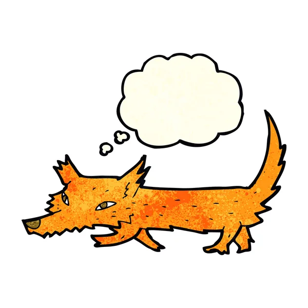 Cartoon Kleiner Fuchs mit Gedankenblase — Stockvektor