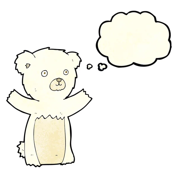 Lindo oso polar de dibujos animados con burbuja de pensamiento — Vector de stock