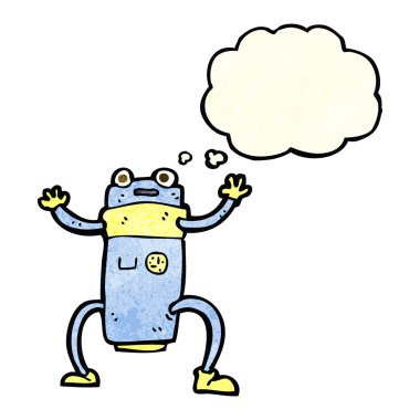 Düşünce baloncuklu çizgi film robotu