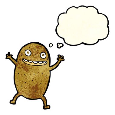 Düşünce baloncuklu mutlu patates çizgi filmi
