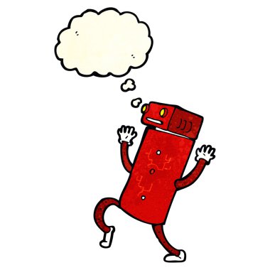 Düşünce baloncuklu çizgi film robotu