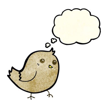 Düşünce baloncuklu çizgi film kuşu
