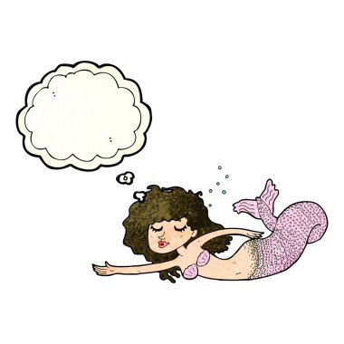 Düşünce baloncuklu çizgi film denizkızı