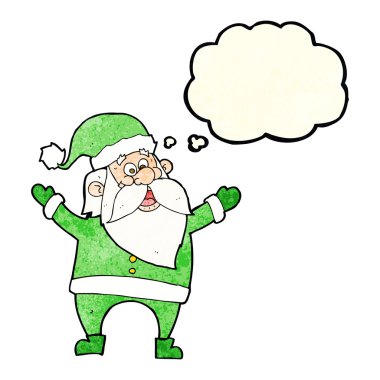 Düşünce baloncuklu çizgi film Noel Baba