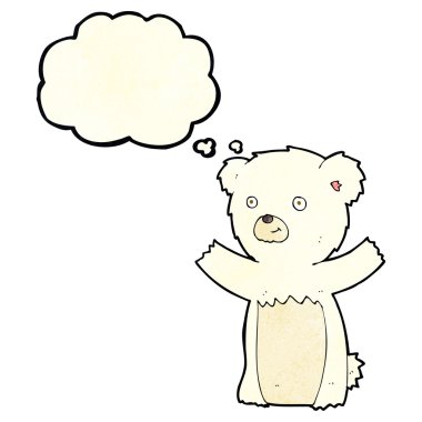 Düşünce baloncuklu çizgi film kutup ayısı yavrusu