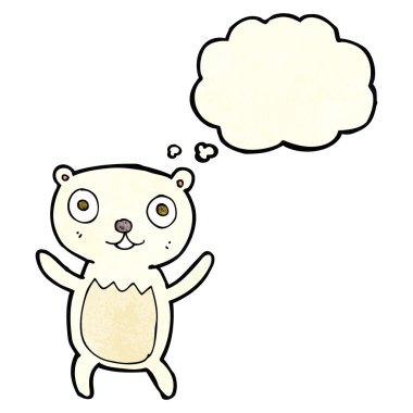 Düşünce baloncuklu çizgi film kutup ayısı yavrusu