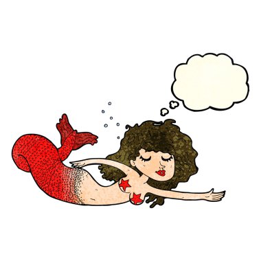 Düşünce baloncuklu çizgi film denizkızı