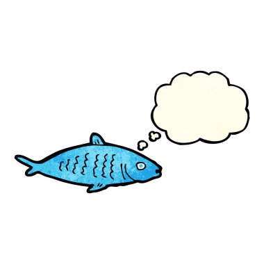 Düşünce baloncuklu çizgi film balığı