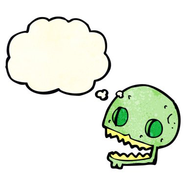 Düşünce baloncuklu ürkütücü kafatası