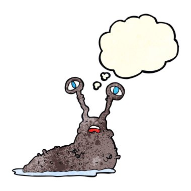 Düşünce baloncuklu iğrenç çizgi film sümüklüböceği