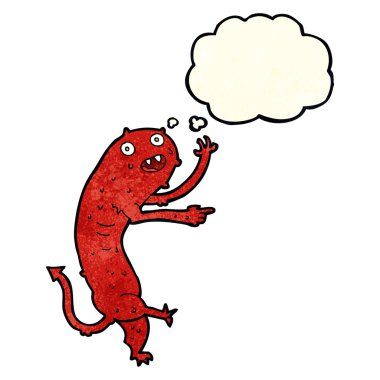 Düşünce baloncuğu olan iğrenç bir canavar.