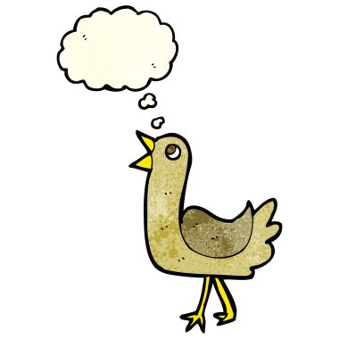 Düşünce baloncuklu çizgi film kuşu