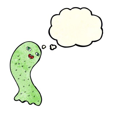 Düşünce baloncuklu komik bir hayalet.