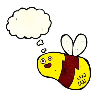 Düşünce baloncuklu çizgi film arısı