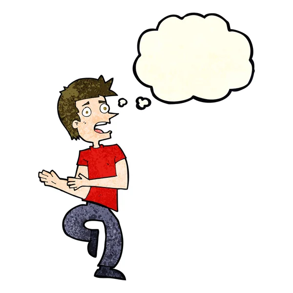 Kreslený stresující muž s myšlenkovou bublinou — Stockový vektor