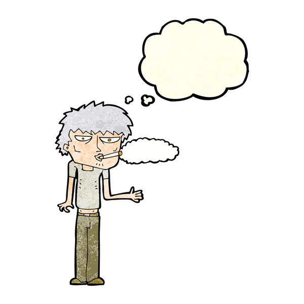 Fumador de dibujos animados con burbuja de pensamiento — Vector de stock