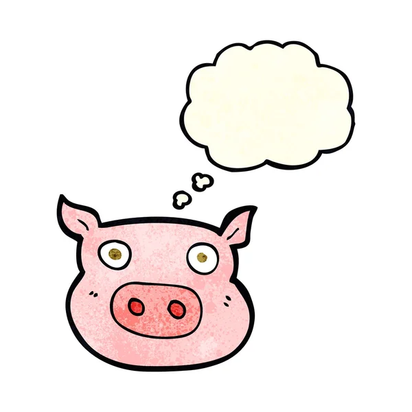 Cartoon varken gezicht met gedachte zeepbel — Stockvector