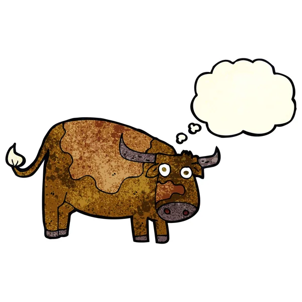 Cartoon koe met gedachte zeepbel — Stockvector