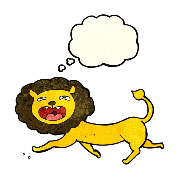 思考バブルを持つ漫画ライオン — ストックベクタ