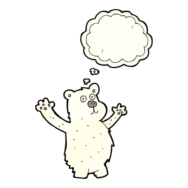 Karikatur lustiger Eisbär mit Gedankenblase — Stockvektor