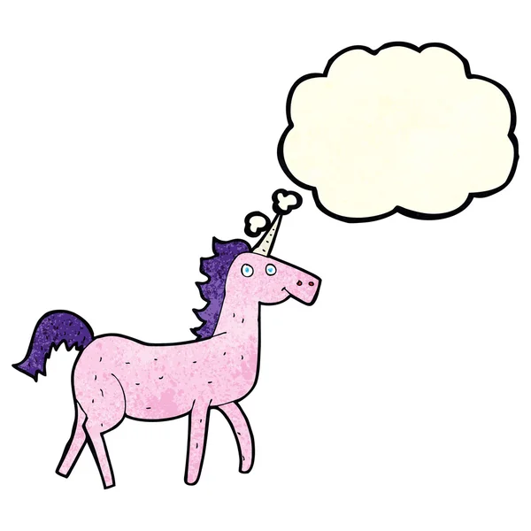 Kartun unicorn dengan pikiran gelembung - Stok Vektor