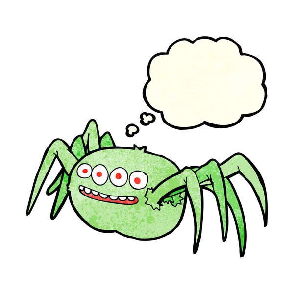Kreslený strašidelný pavouk s myšlenkovou bublinou — Stockový vektor