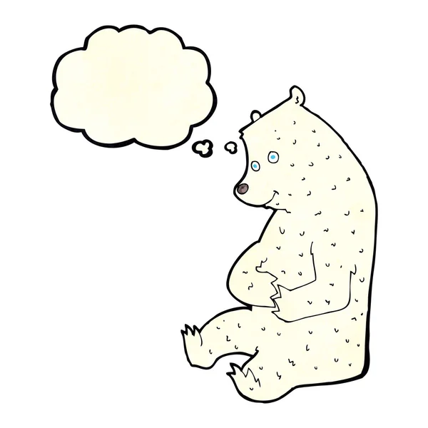 Karikatur glücklicher Eisbär mit Gedankenblase — Stockvektor