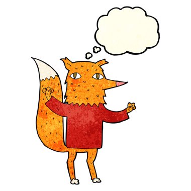 Düşünce baloncuklu çizgi film tilkisi