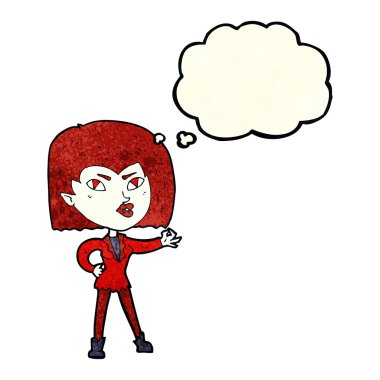 Düşünce baloncuğu olan vampir kız.