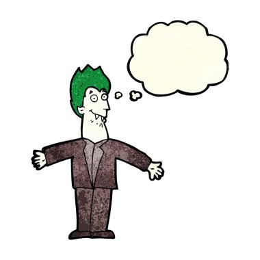 Düşünce baloncuğu olan vampir adam.