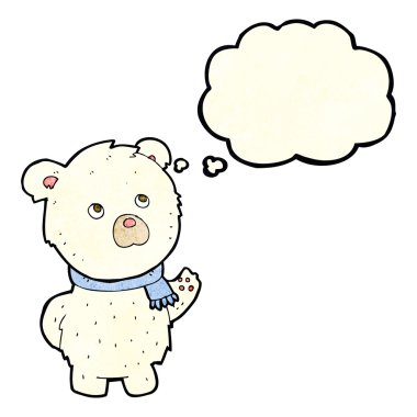 Düşünce baloncuklu şirin kutup ayısı çizgi filmi