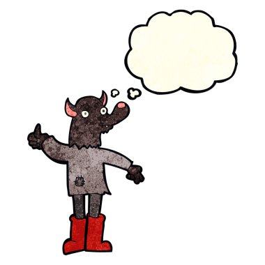 karikatür komik kurtadam düşünce balonu ile