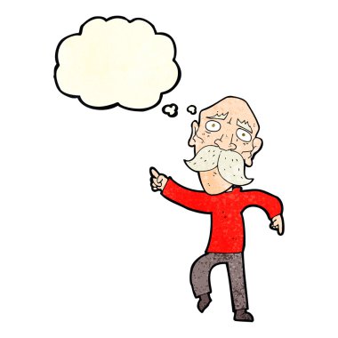 düşünce balonu ile işaret karikatür üzgün ihtiyar