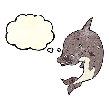 Düşünce baloncuklu çizgi film köpekbalığı